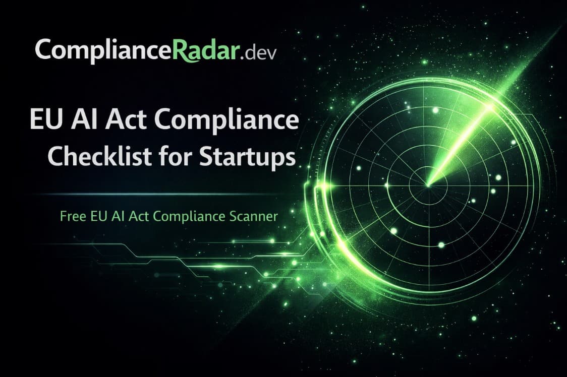 EU AI Act compliance checklist for startups cover image with ComplianceRadar branding
