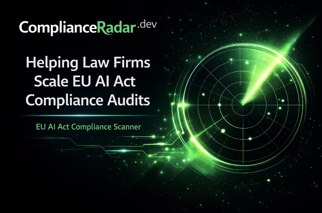 ComplianceRadar visual about helping law firms scale AI Act audits