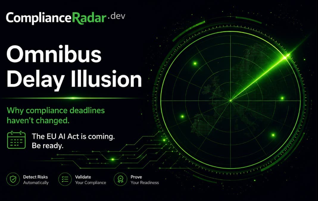 Omnibus delay illusion — Article 50 EU AI Act transparency cover visual
